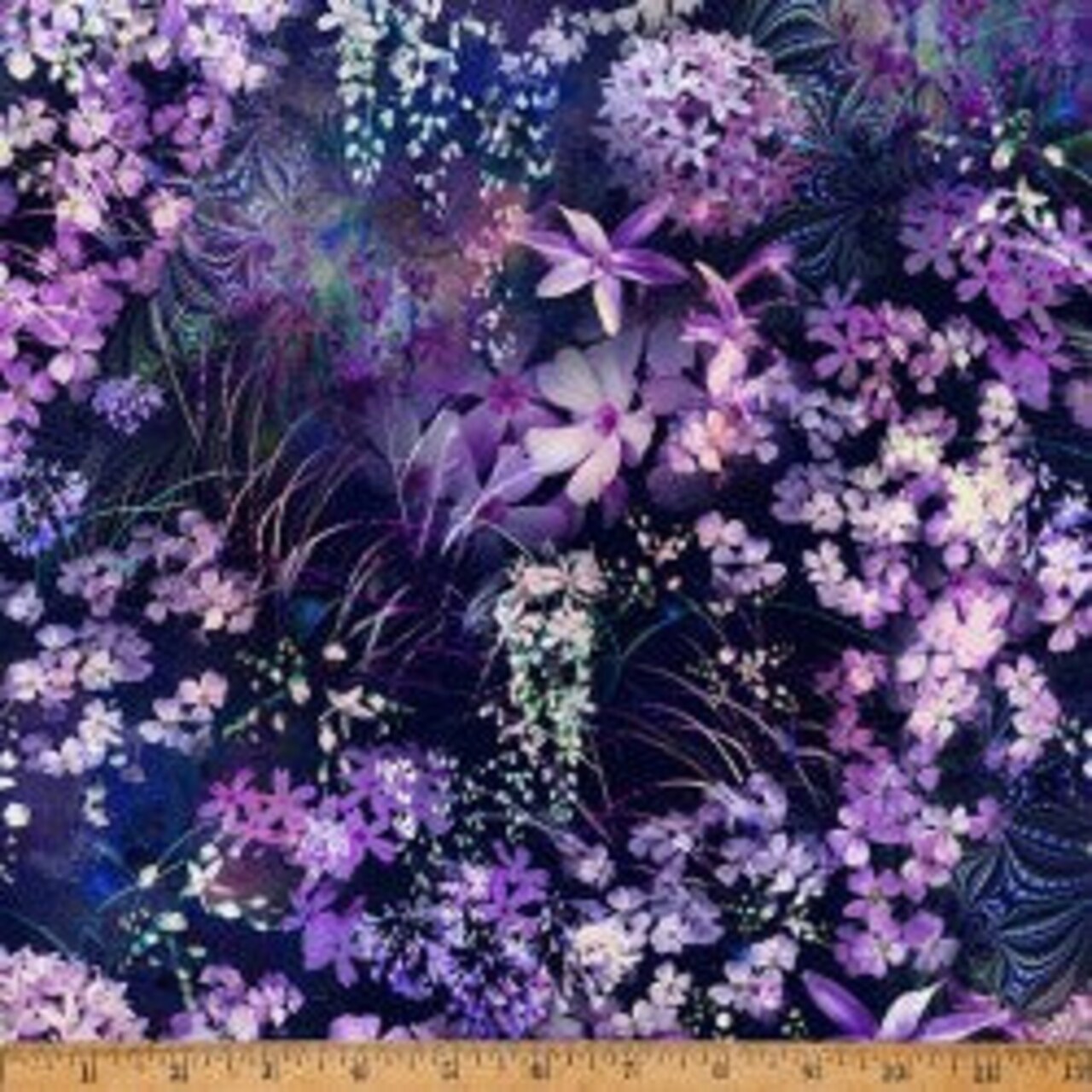 Fabric Hoffman Purple Psychedelic Floral Jewel Depths by the Quarter Yard W5486-14
